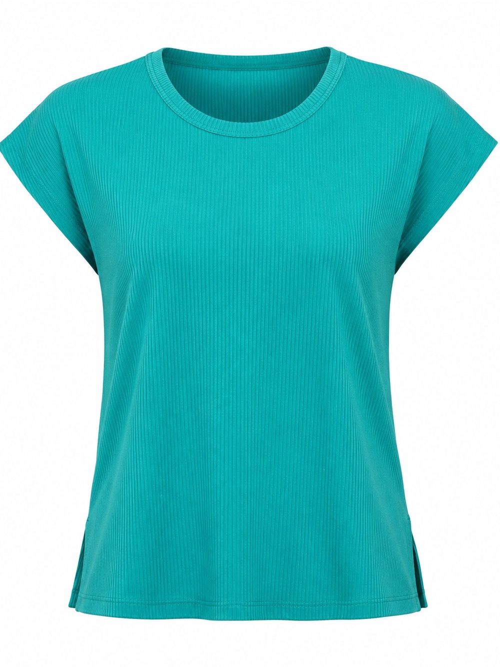 Felina Short-Sleeve Ribbed Crewneck Tee in Teal